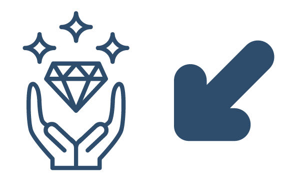 icona di due mani che tengono un diamante