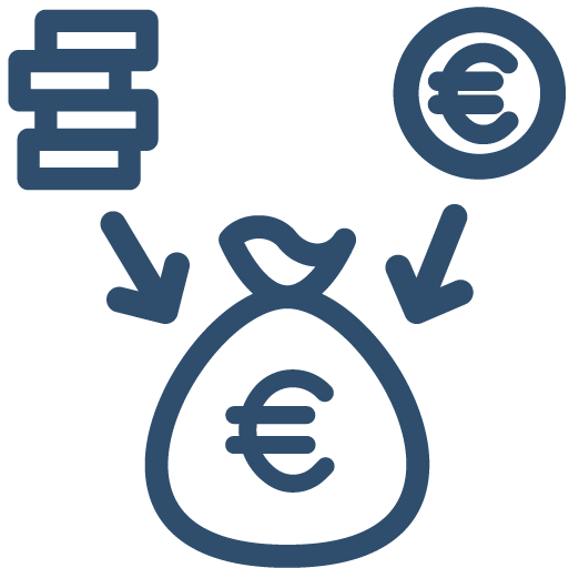 icona di un sacchetto con il simbolo dell'euro 