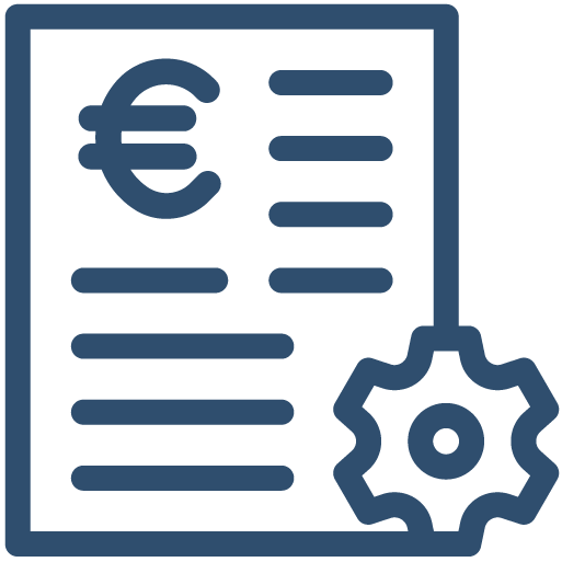 icona di un documento con davanti icona di un ingranaggio